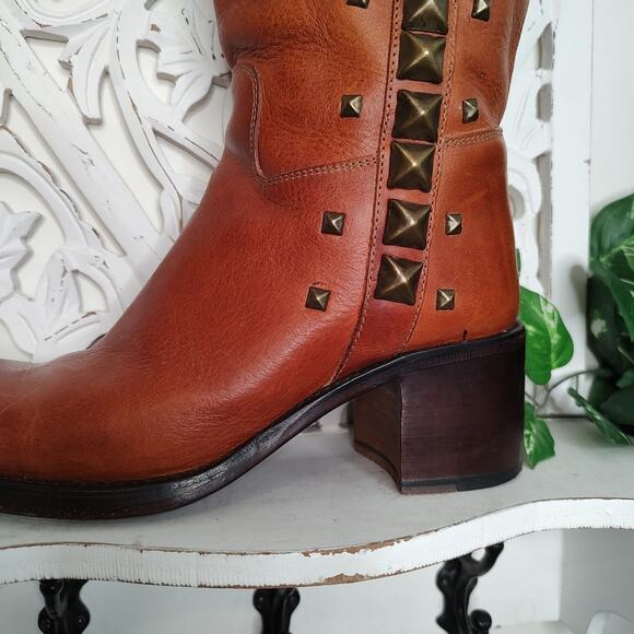 Free Lance Studded Brown/Tan Leather Boots Size 38 - Picture 4 of 15
